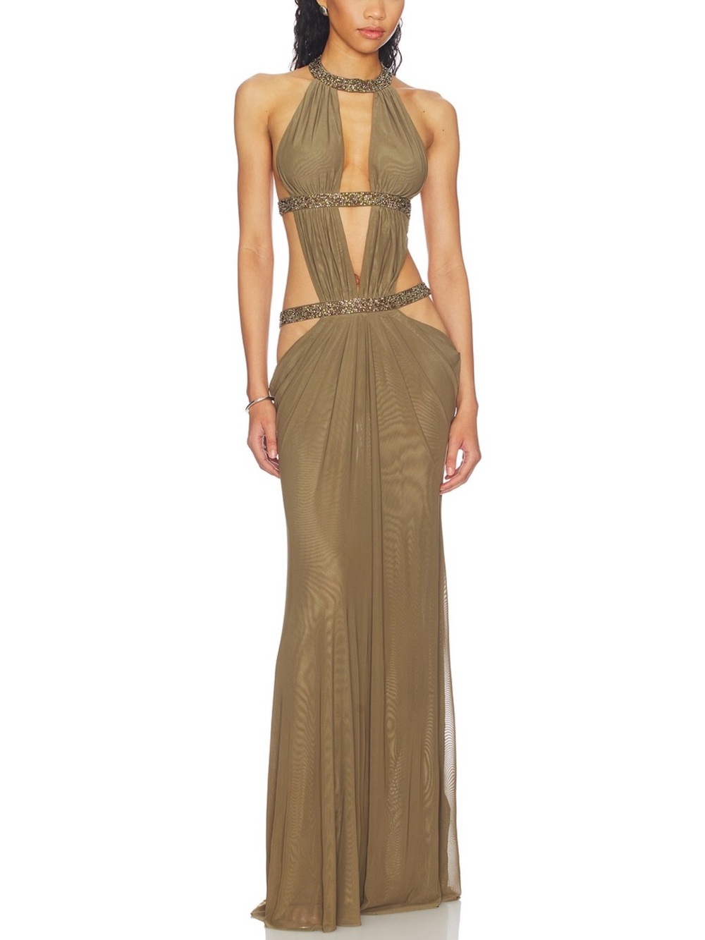 6AM Cut Out Maxi Dress in Moss